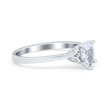 Art Deco Teardrop Engagement Ring Simulated Cubic Zirconia 925 Sterling Silver